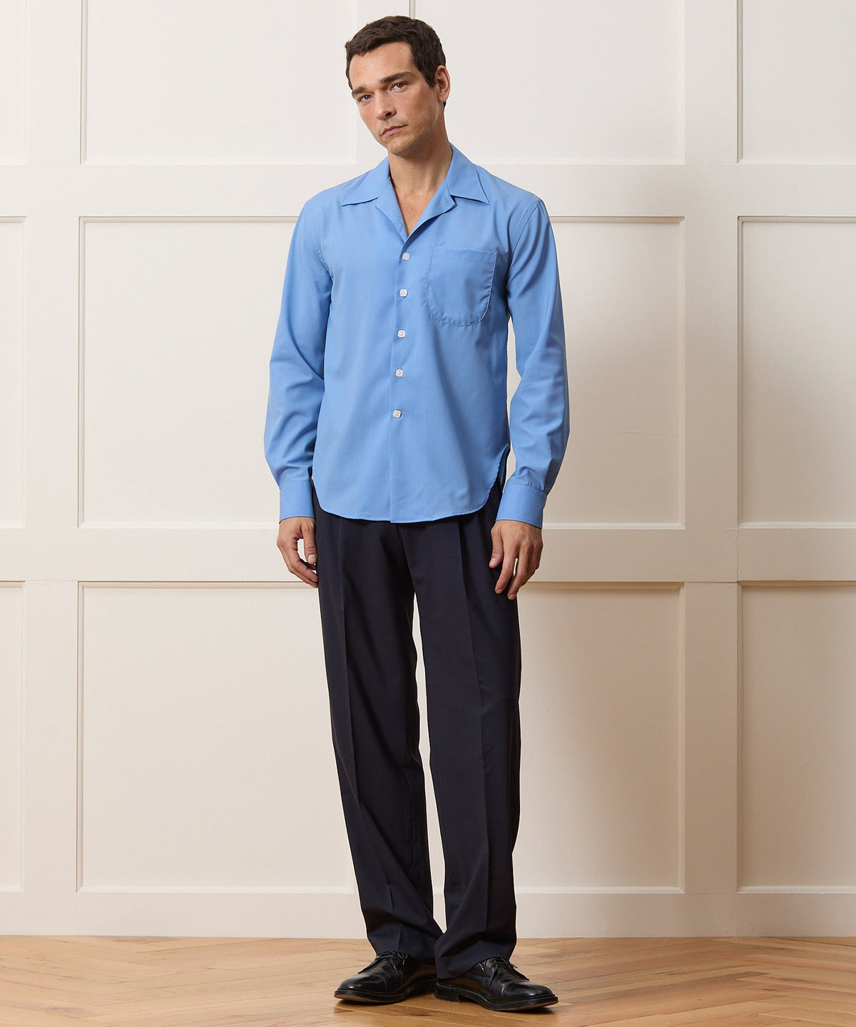 Armando Cabral Long Sleeve Camp Collar Dress Shirt - Light Blue
