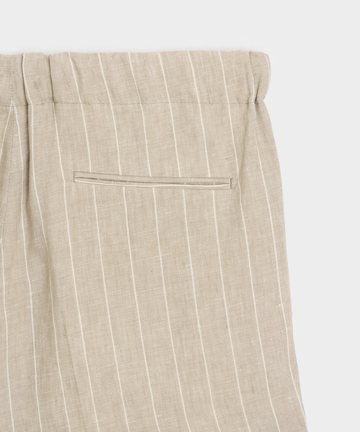 Italian Linen Pinstripe Leisure Short - Beige