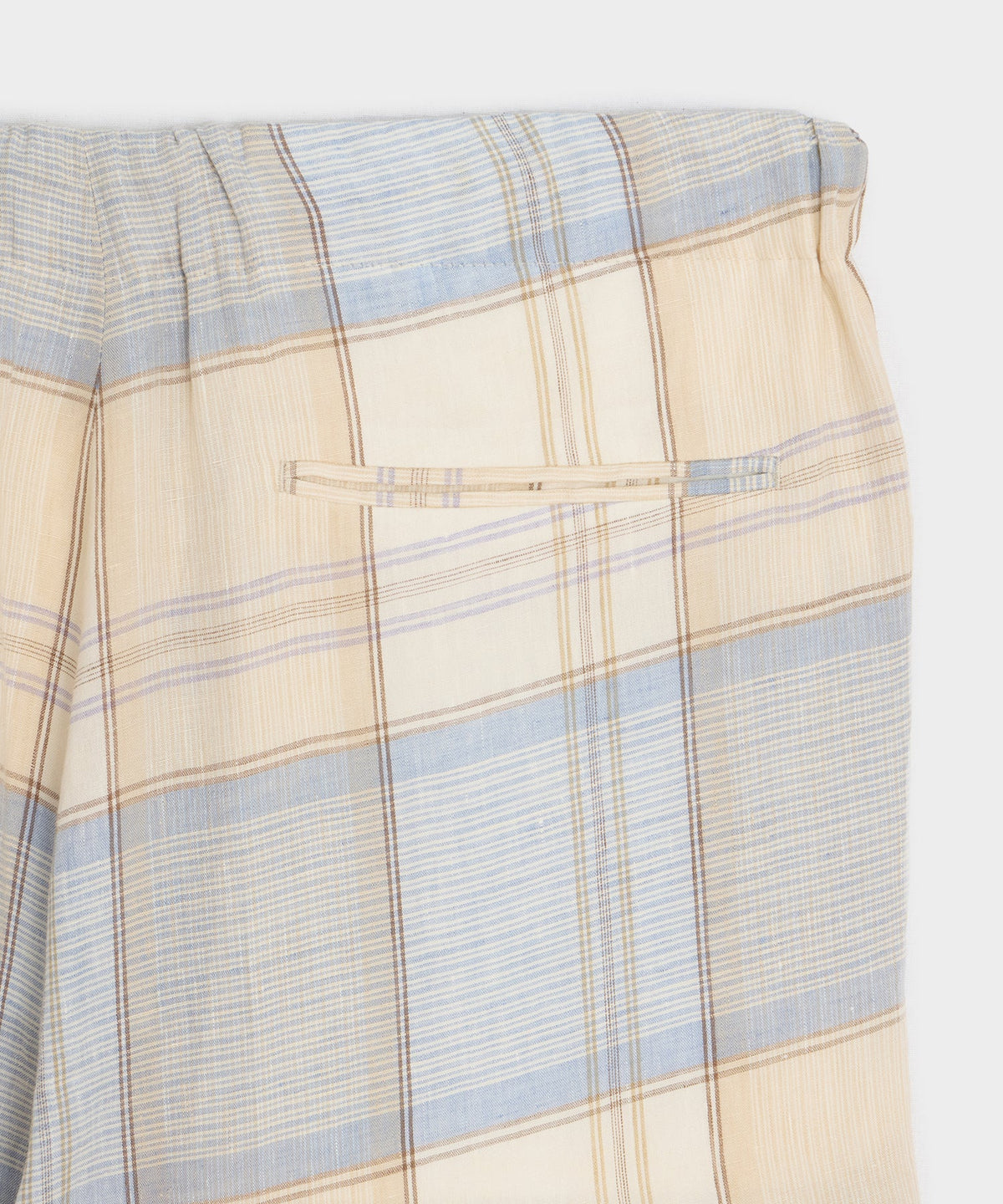 Italian Linen Plaid Leisure Short - Cream