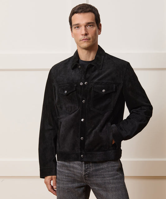 Italian Suede Dylan Jacket - Black
