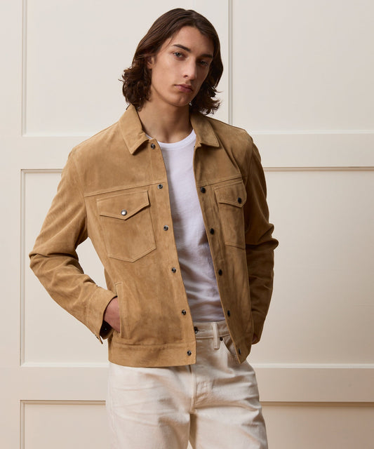 Italian Suede Dylan Jacket - Cappuccino