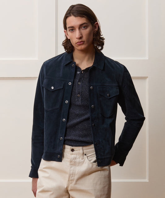 Italian Suede Dylan Jacket - Navy