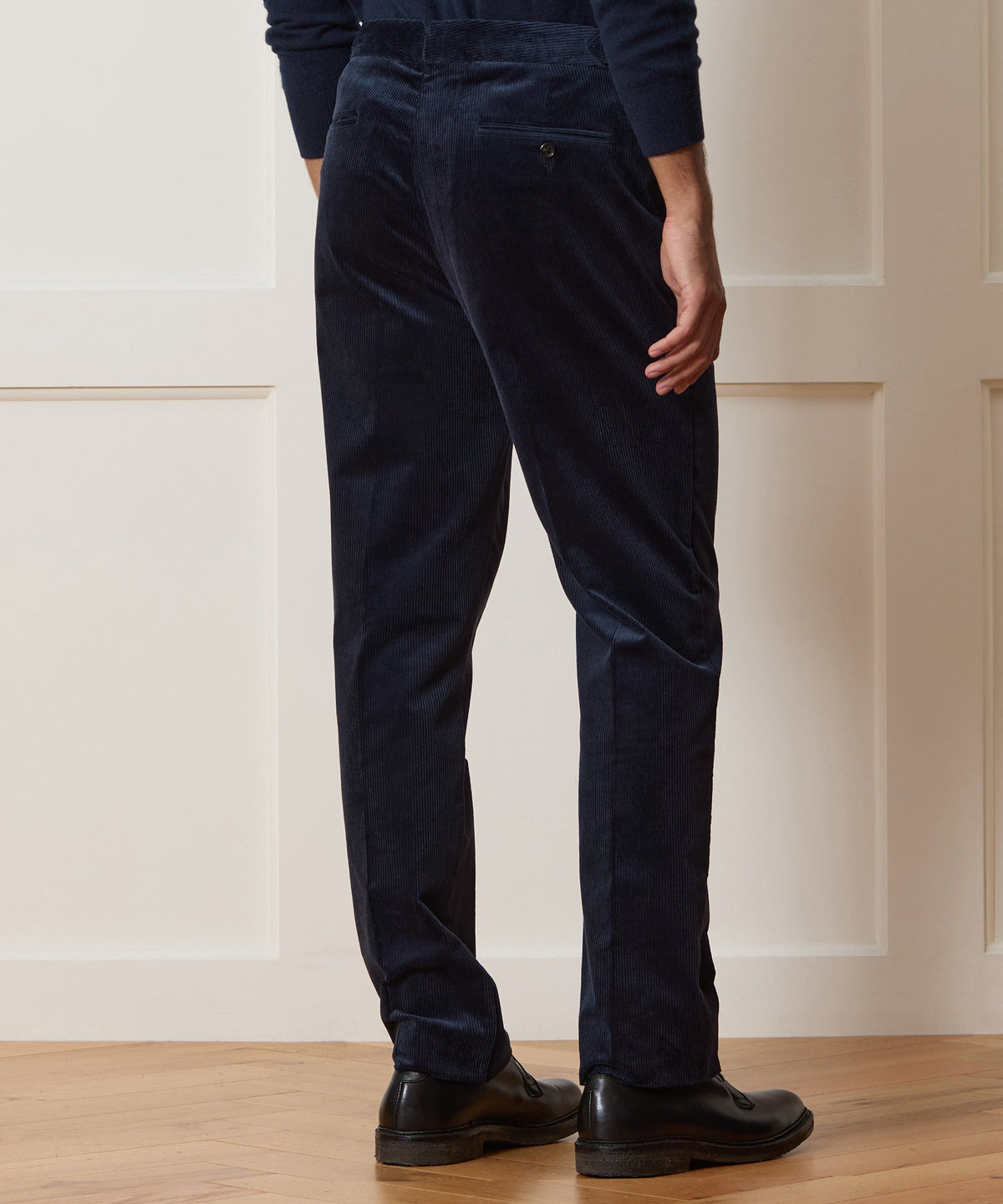Italian Corduroy Side Tab Trouser - Navy
