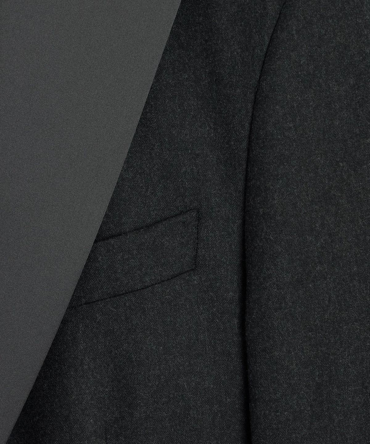 Italian Flannel Tuxedo Jacket - Charcoal