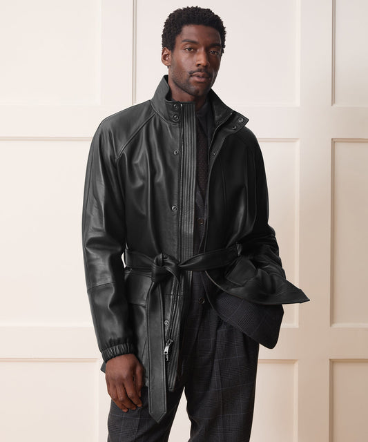 Leather Field Jacket - Black