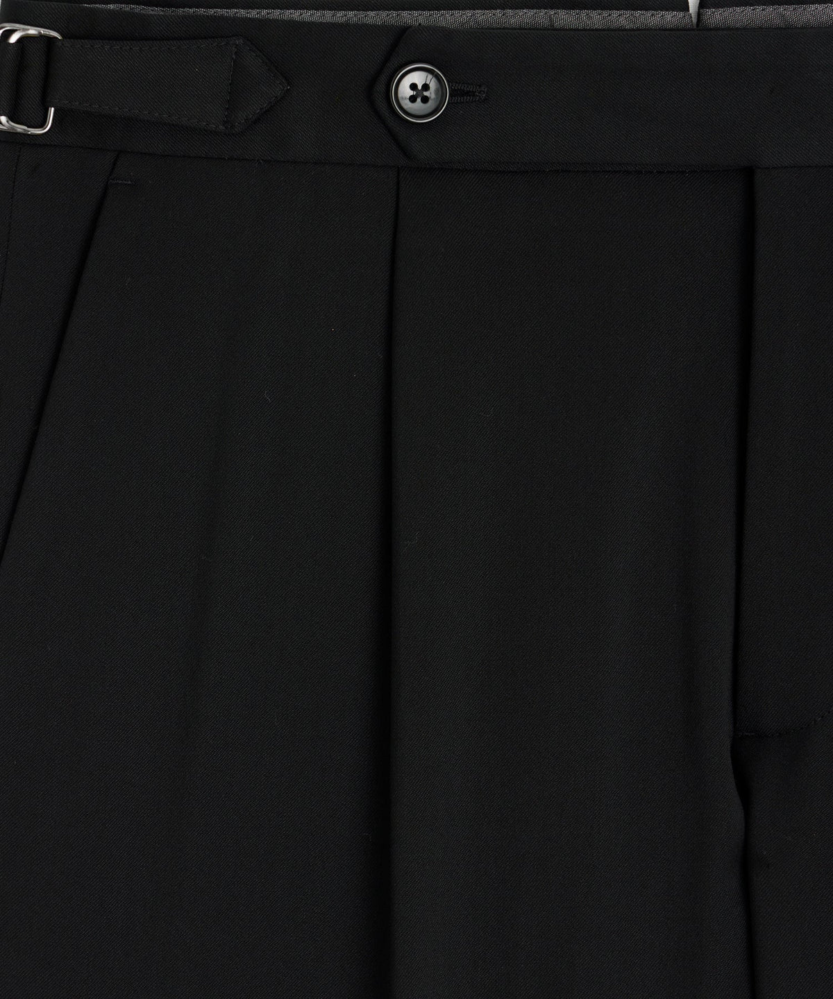 Italian Gabardine Side Tab Trouser - Black
