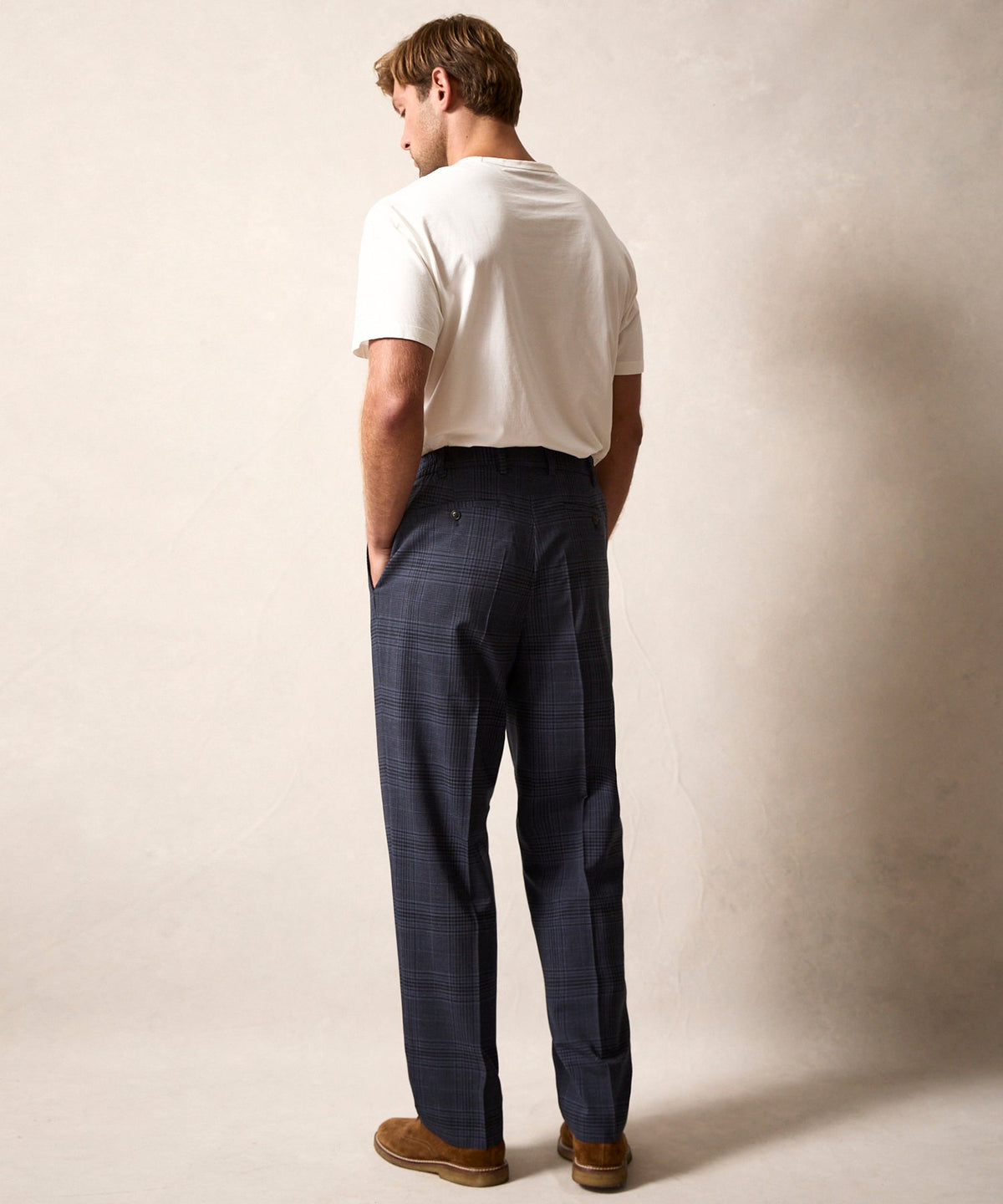 Italian Wool Side Elastic Trouser - Navy