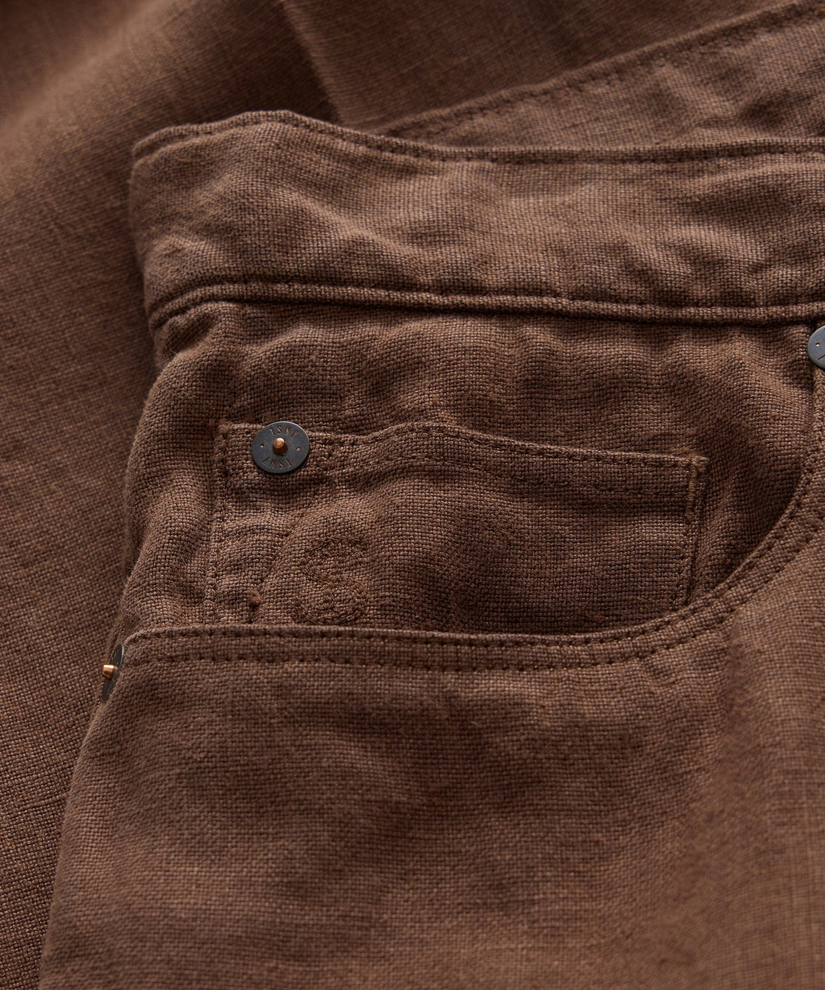 Straight Fit 5-Pocket Linen Pant - Cigar