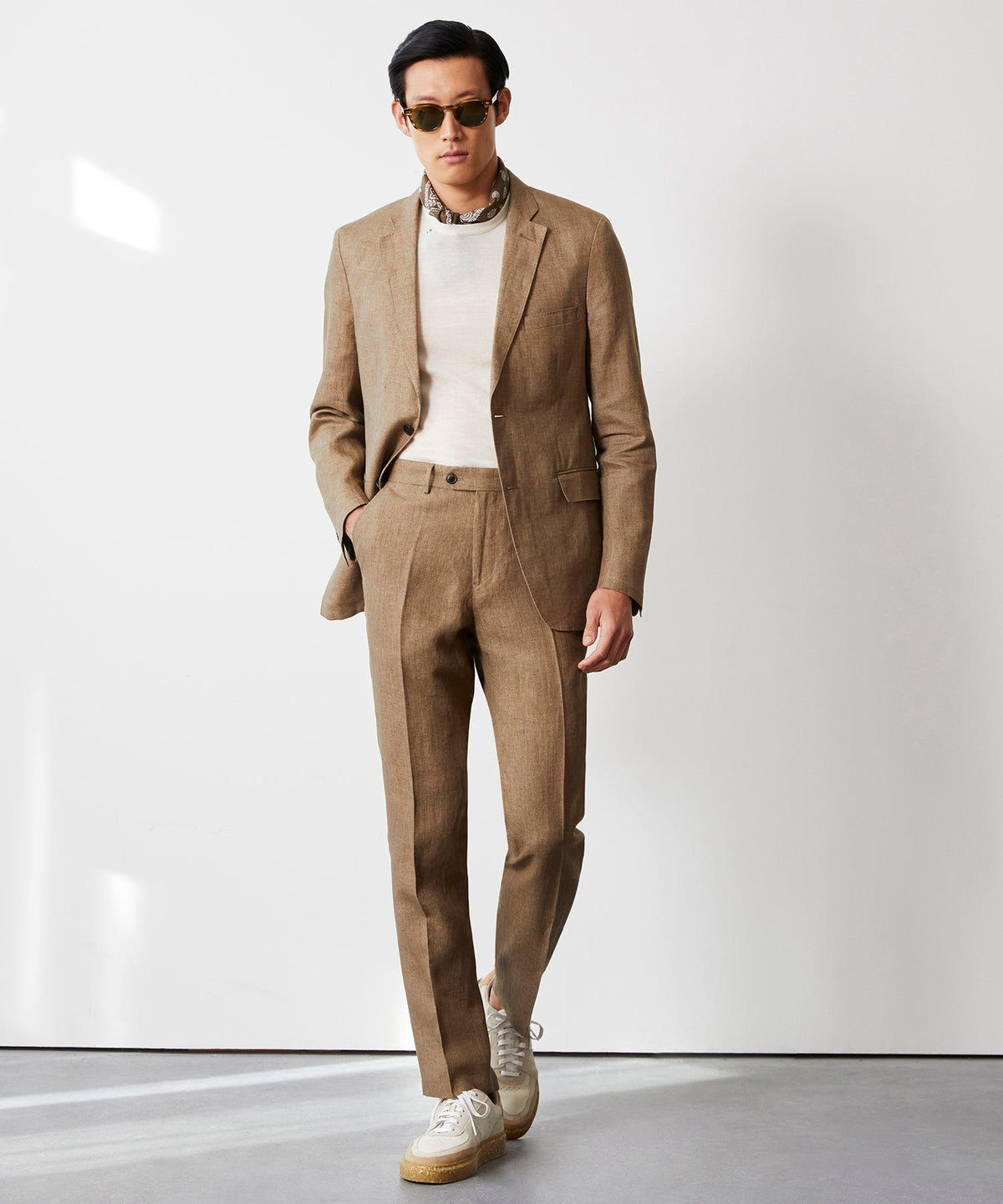 Italian Linen Sutton Jacket - Safari Tan|SAND