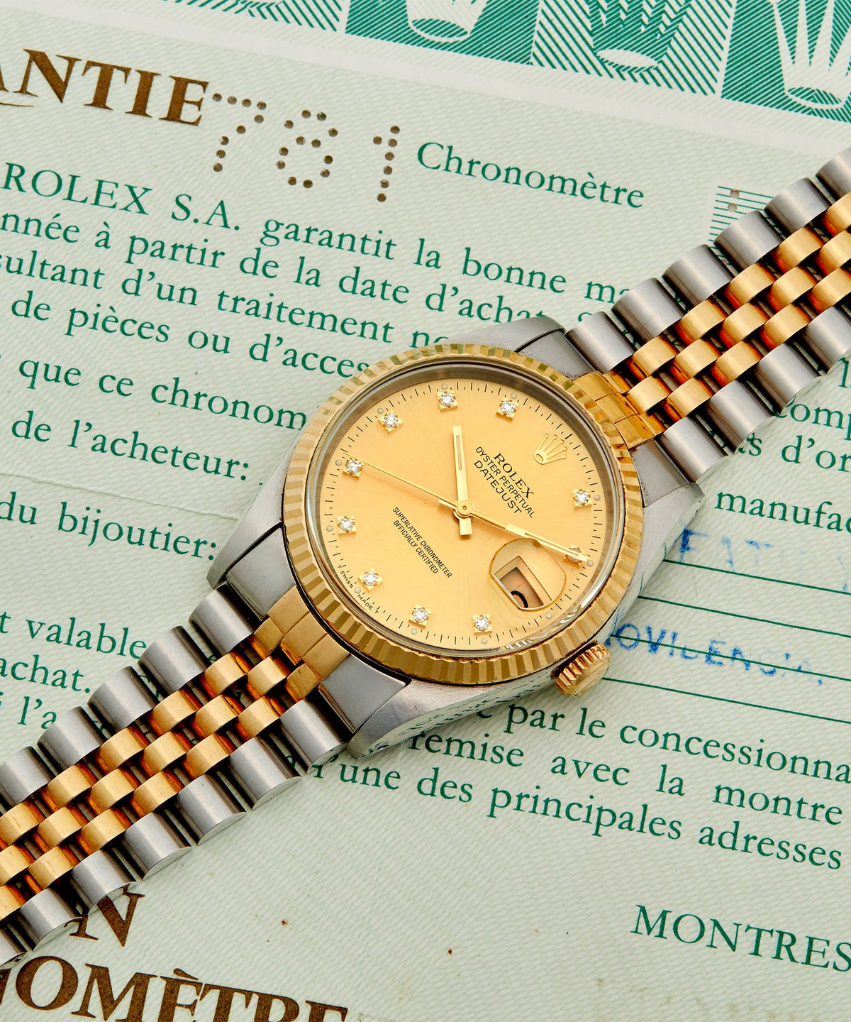 1991 Rolex Oyster Perpetual Datejust 2-Tone Diamond Jubilee Watch - Gold