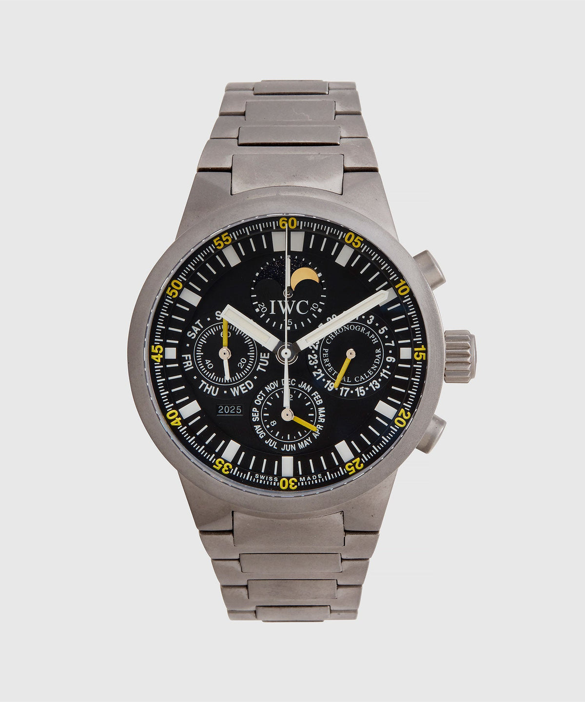 2004 IWC Perpetual Calendar Titanium Chronograph Watch - Silver
