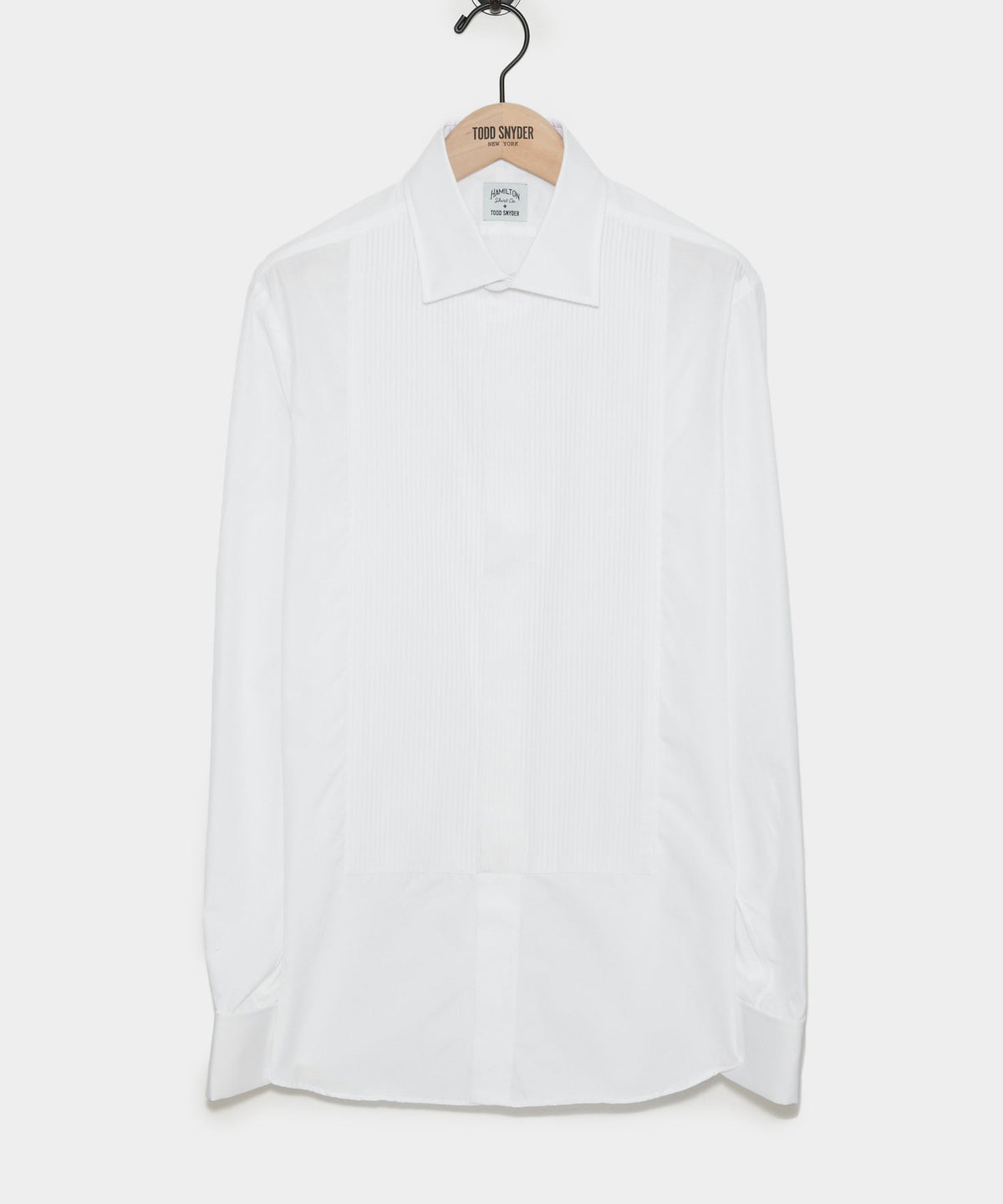 Hamilton + Todd Snyder Cotton Pleated Spread Collar Tuxedo Shirt - White