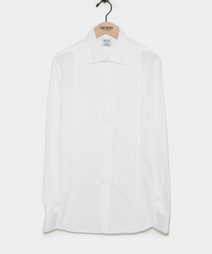 Hamilton + Todd Snyder Cotton Pleated Spread Collar Tuxedo Shirt - White