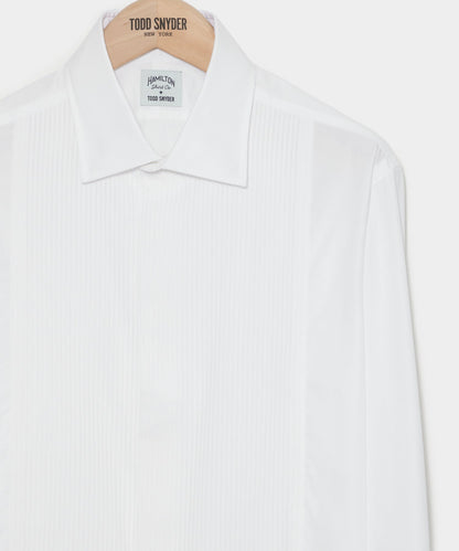 Hamilton + Todd Snyder Cotton Pleated Spread Collar Tuxedo Shirt - White