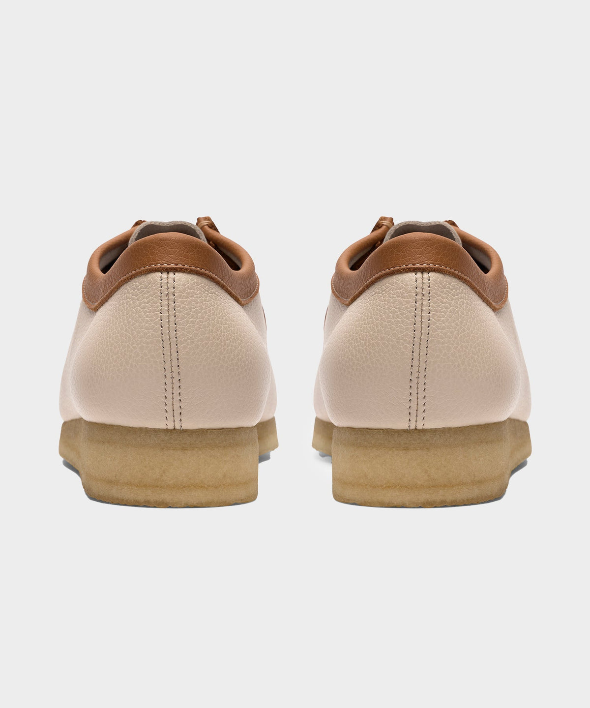 Clarks Wallabee White Combi Leather Shoe - Cream