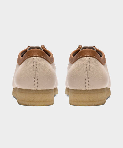 Clarks Wallabee White Combi Leather Shoe - Cream