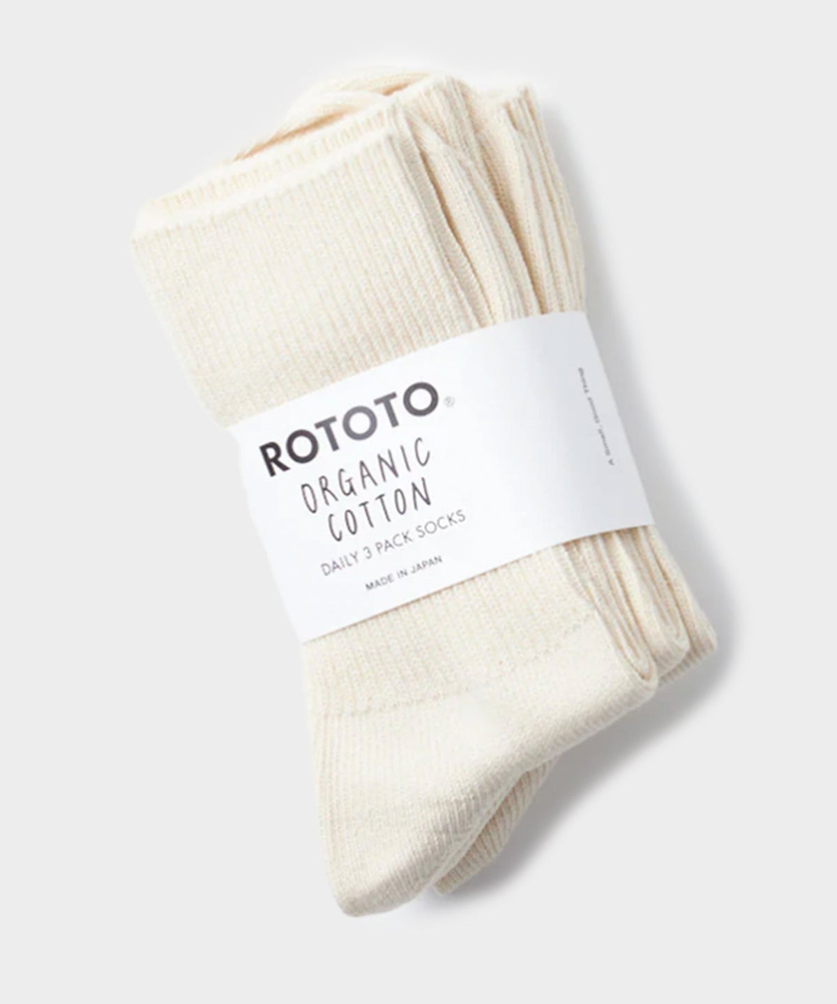 RoToTo Organic Daily 3 Pack Crew Socks - Ecru
