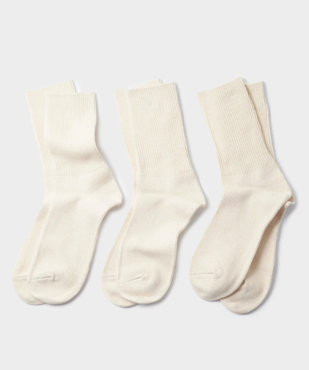 RoToTo Organic Daily 3 Pack Crew Socks - Ecru