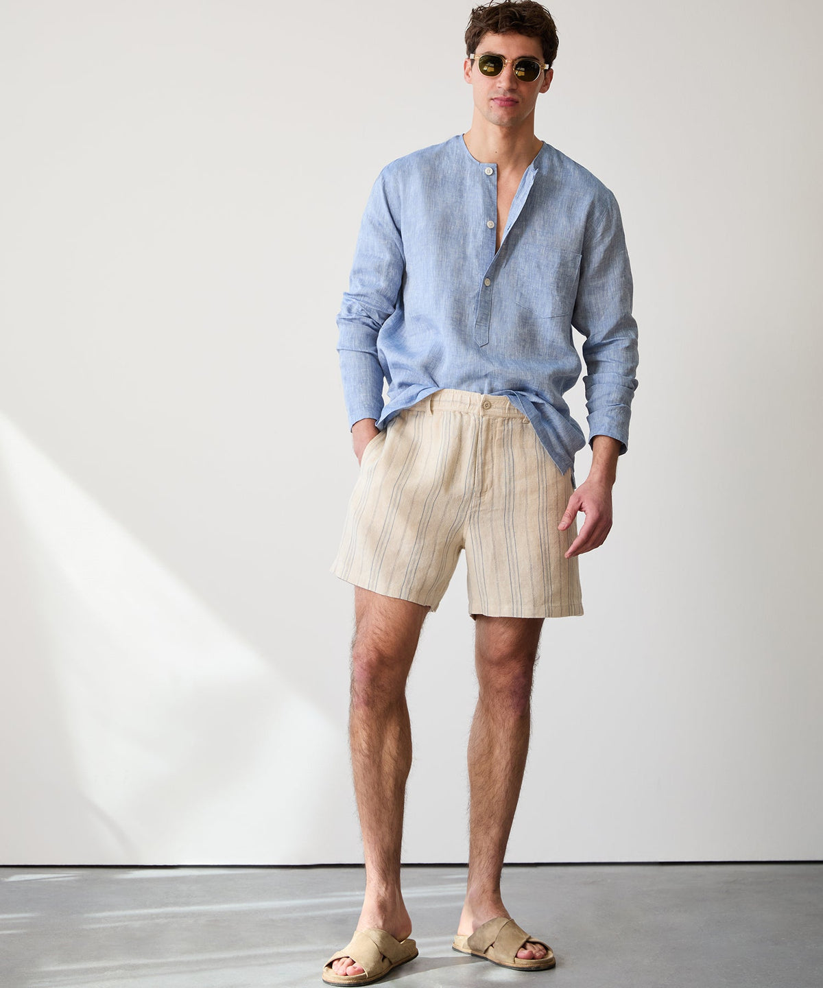 5" Linen Beachcomber Short - Cream