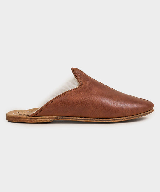Sabah Baba Leather Shearling Slide - Brown