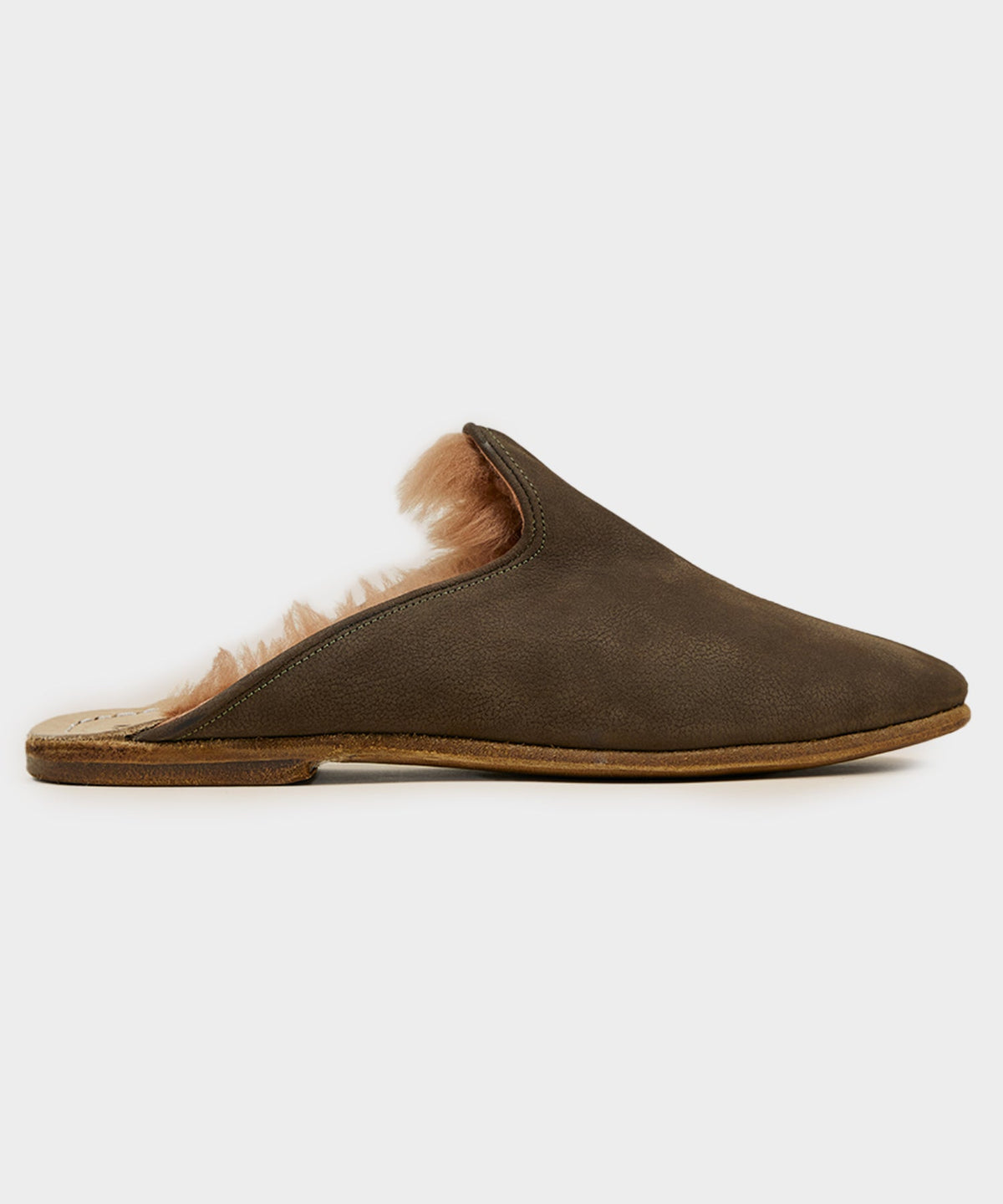 Sabah Baba Suede Shearling Slide - Olive