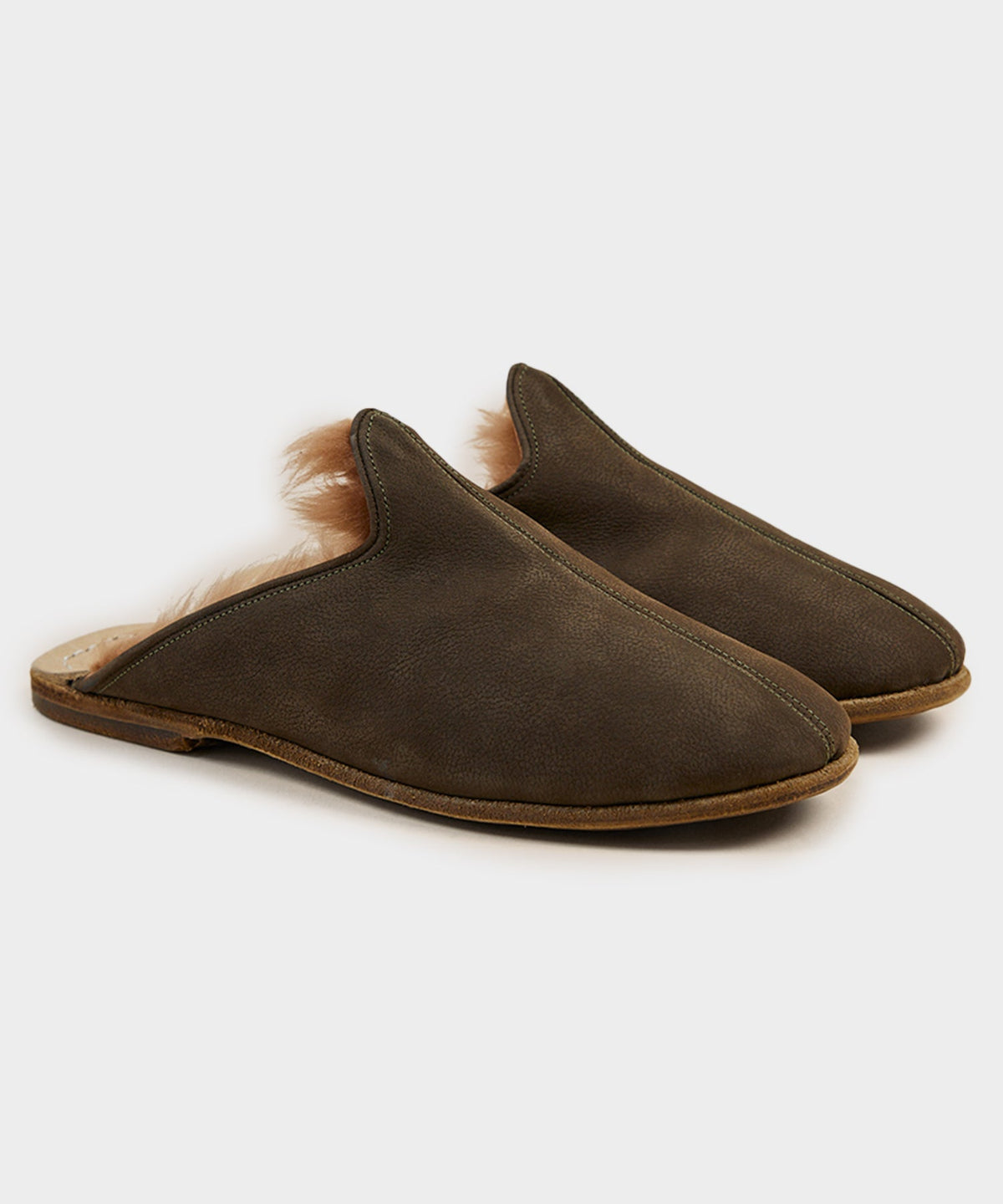 Sabah Baba Suede Shearling Slide - Olive