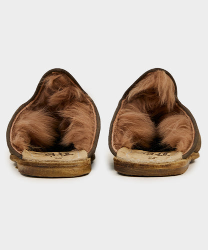 Sabah Baba Suede Shearling Slide - Olive