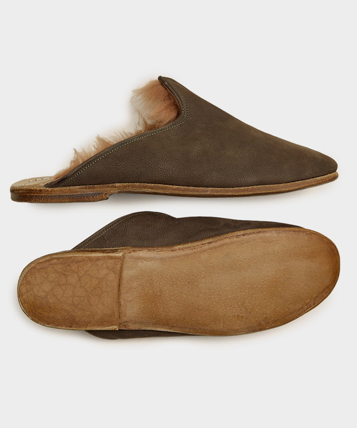 Sabah Baba Suede Shearling Slide - Olive