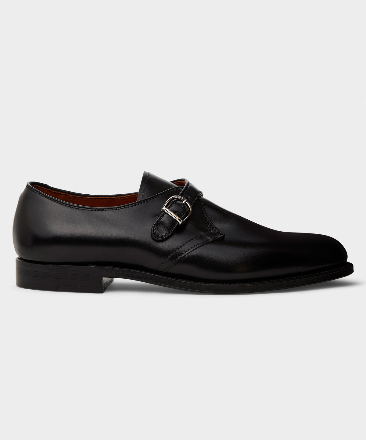 Alden Plain Toe Monk Strap Shoe - Black