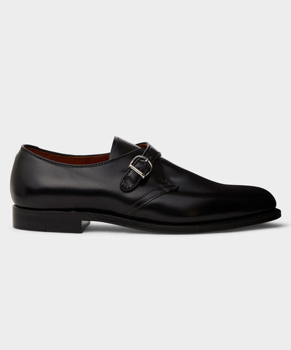 Alden Plain Toe Monk Strap Shoe - Black
