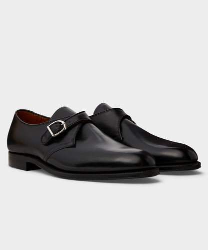 Alden Plain Toe Monk Strap Shoe - Black