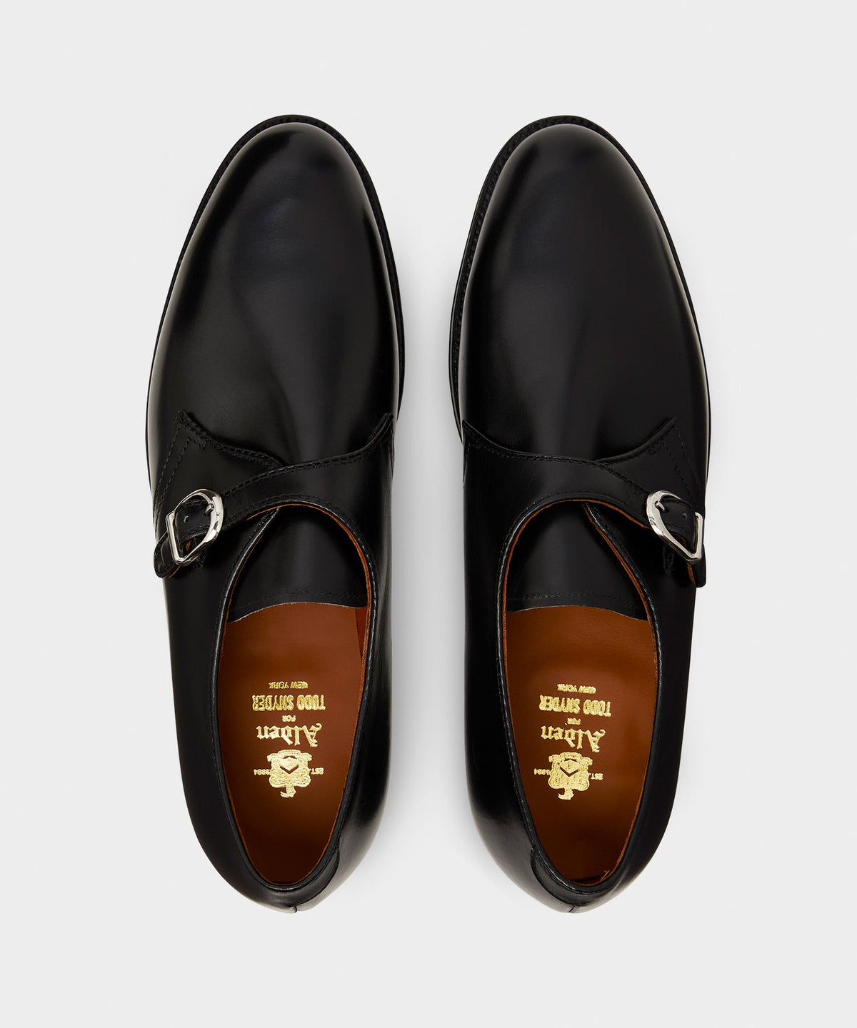 Alden Plain Toe Monk Strap Shoe - Black