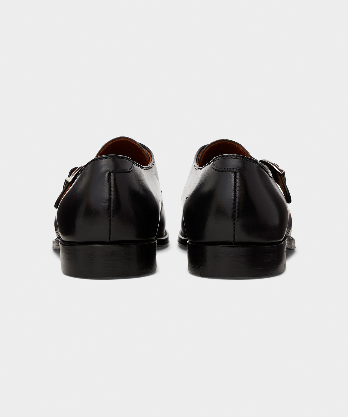 Alden Plain Toe Monk Strap Shoe - Black