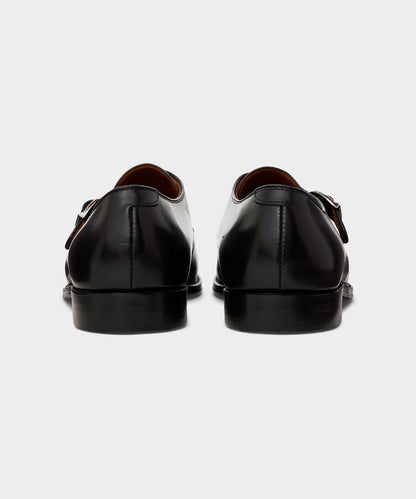 Alden Plain Toe Monk Strap Shoe - Black