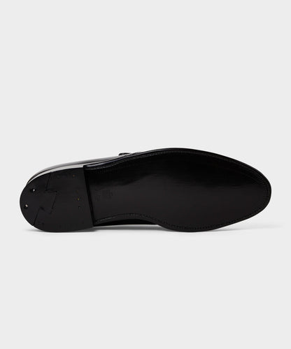 Alden Plain Toe Monk Strap Shoe - Black