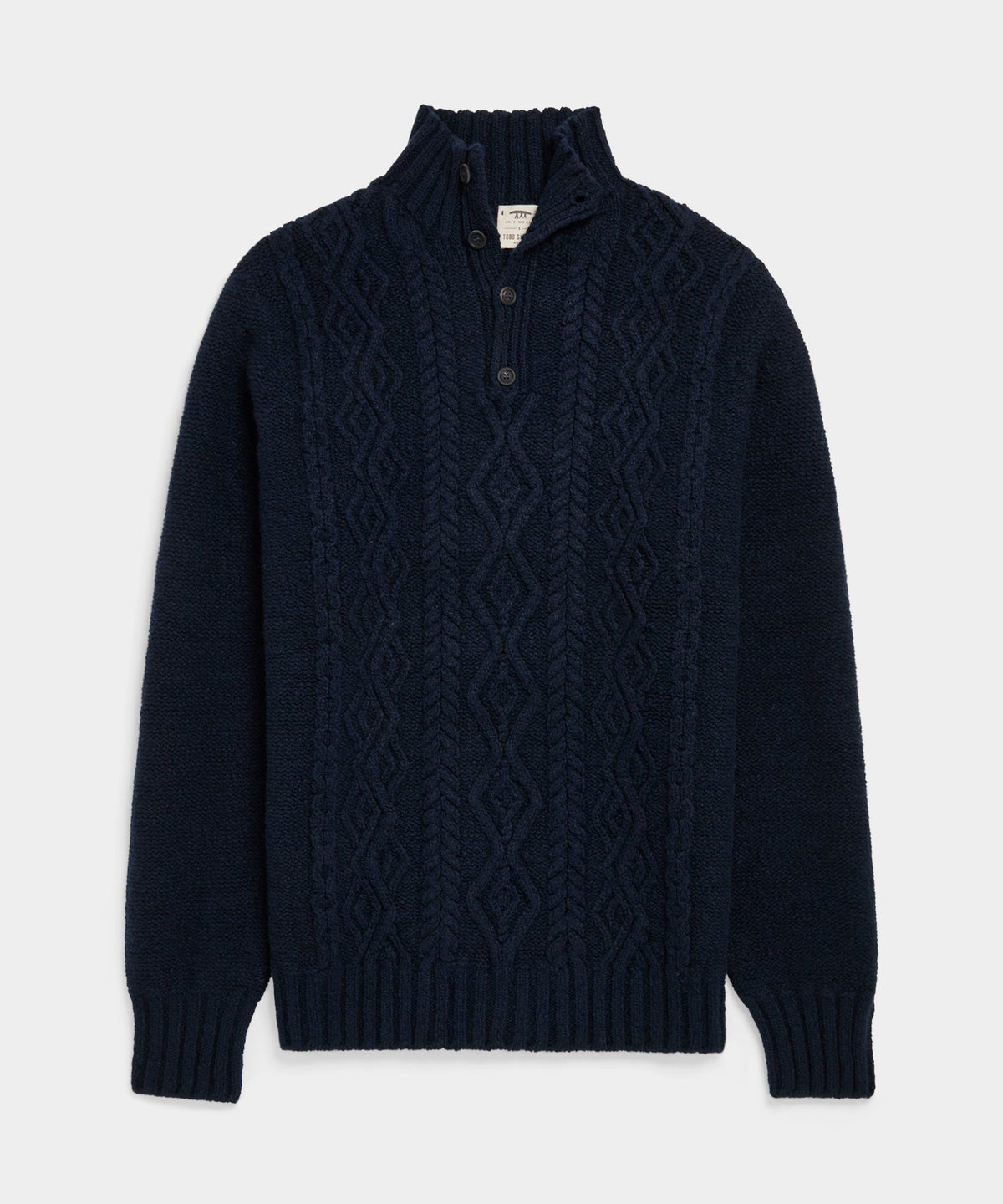 TS x Inis Meáin 50-Year Aran Mockneck Sweater - Navy