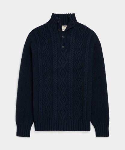 TS x Inis Meáin 50-Year Aran Mockneck Sweater - Navy