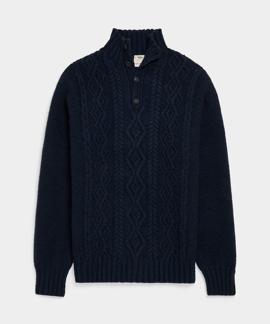 TS x Inis Meáin 50-Year Aran Mockneck Sweater - Navy
