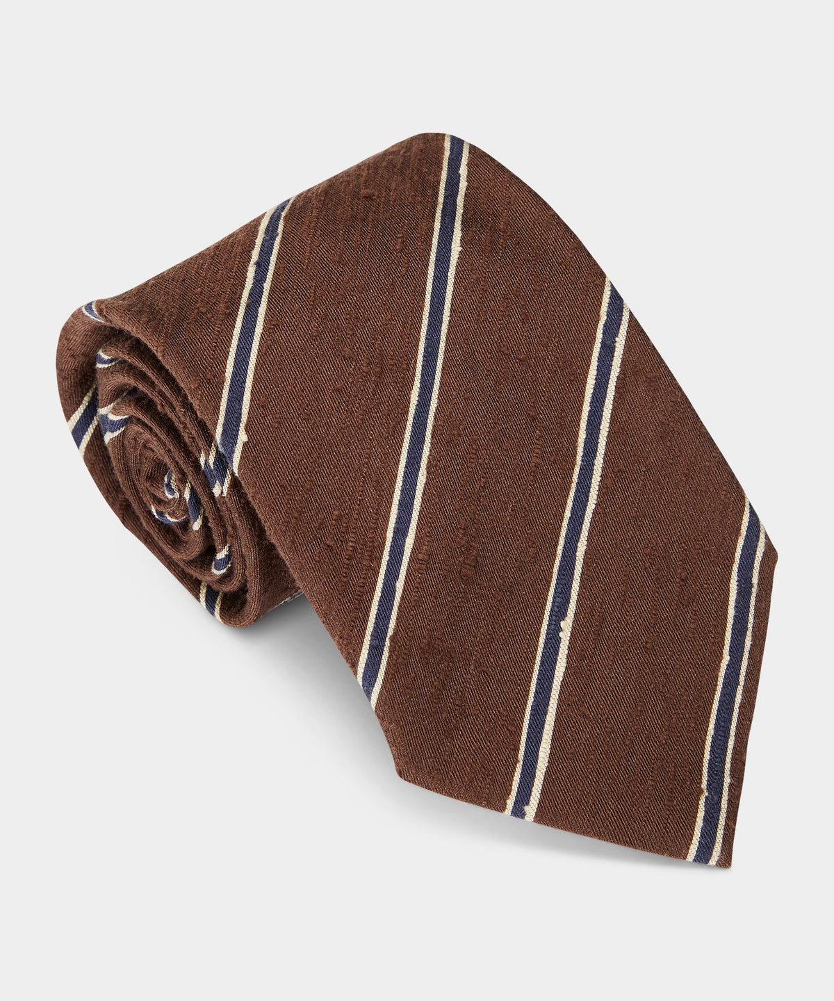 Striped Shantung Silk Tie - Brown
