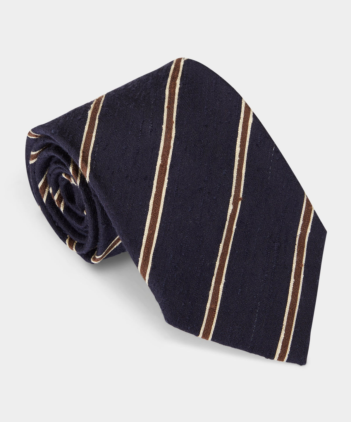 Striped Shantung Silk Tie - Navy