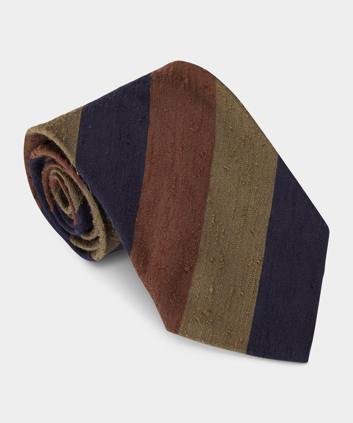Jumbo Repp Striped Silk Tie - Olive