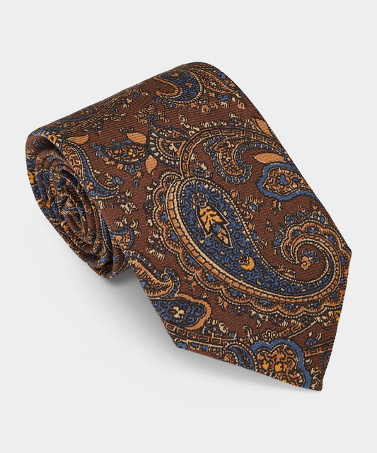 Paisley Silk Tie - Brown
