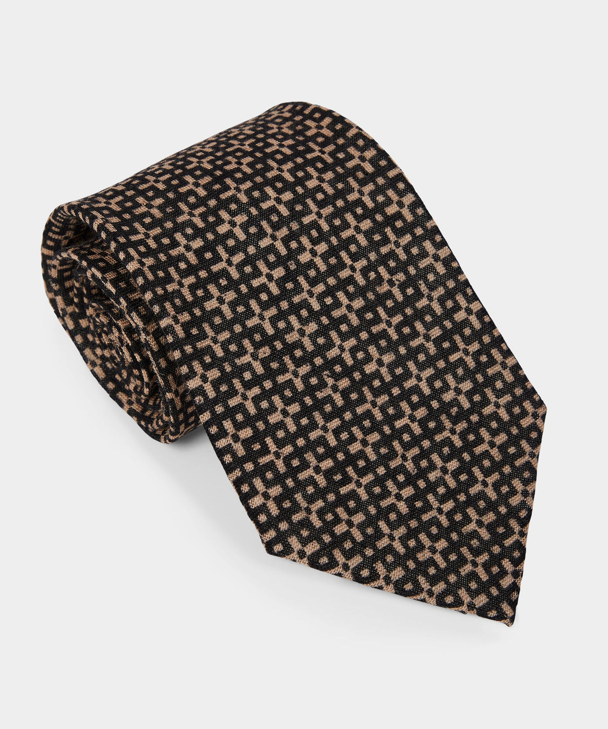 Italian Silk Abstract Maze Tie - Black
