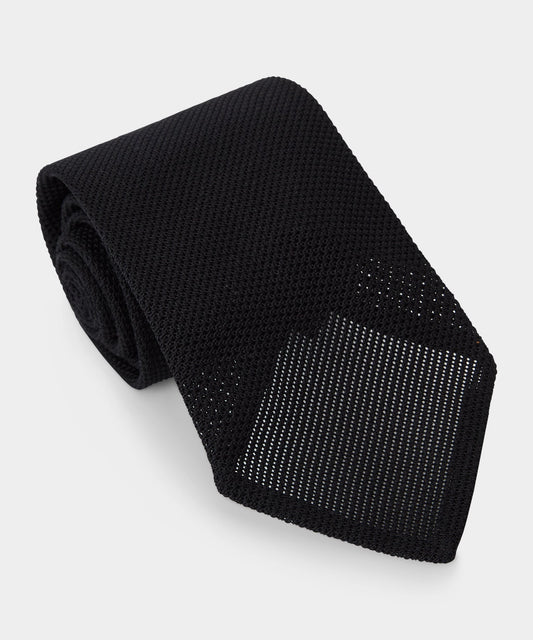 Italian Grenadine Silk Tie - Black