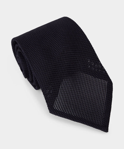 Italian Grenadine Silk Tie - Navy