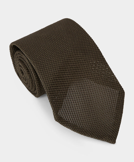 Italian Grenadine Silk Tie - Olive