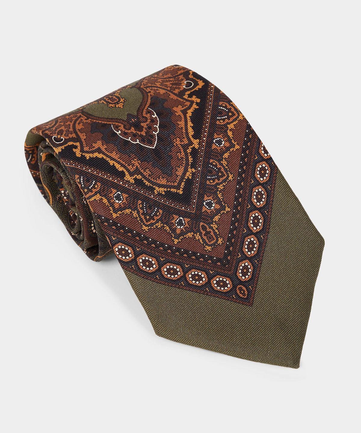Italian Silk Bandana Tie - Olive