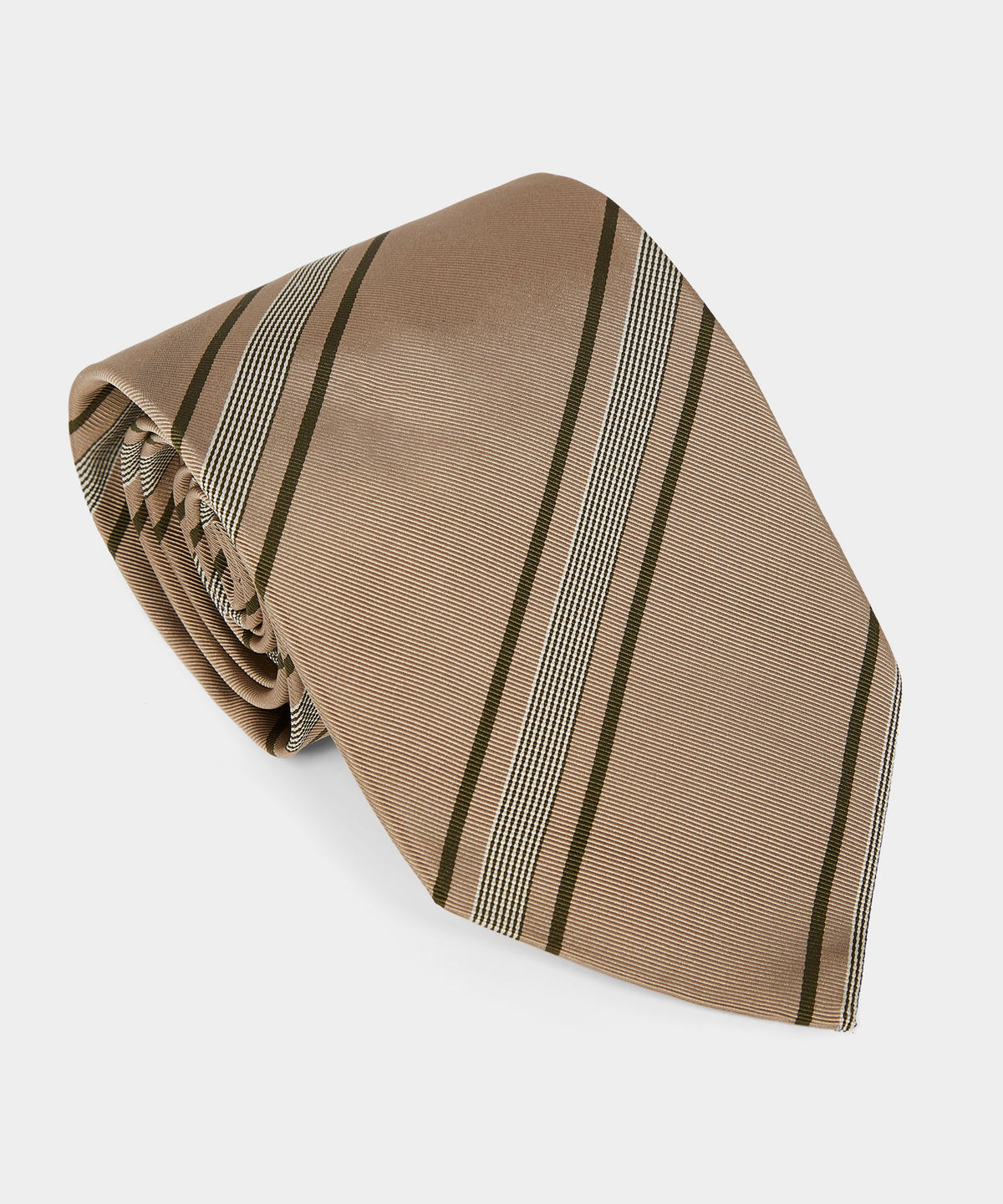 Italian Silk-Cotton Stripe Tie - Cream