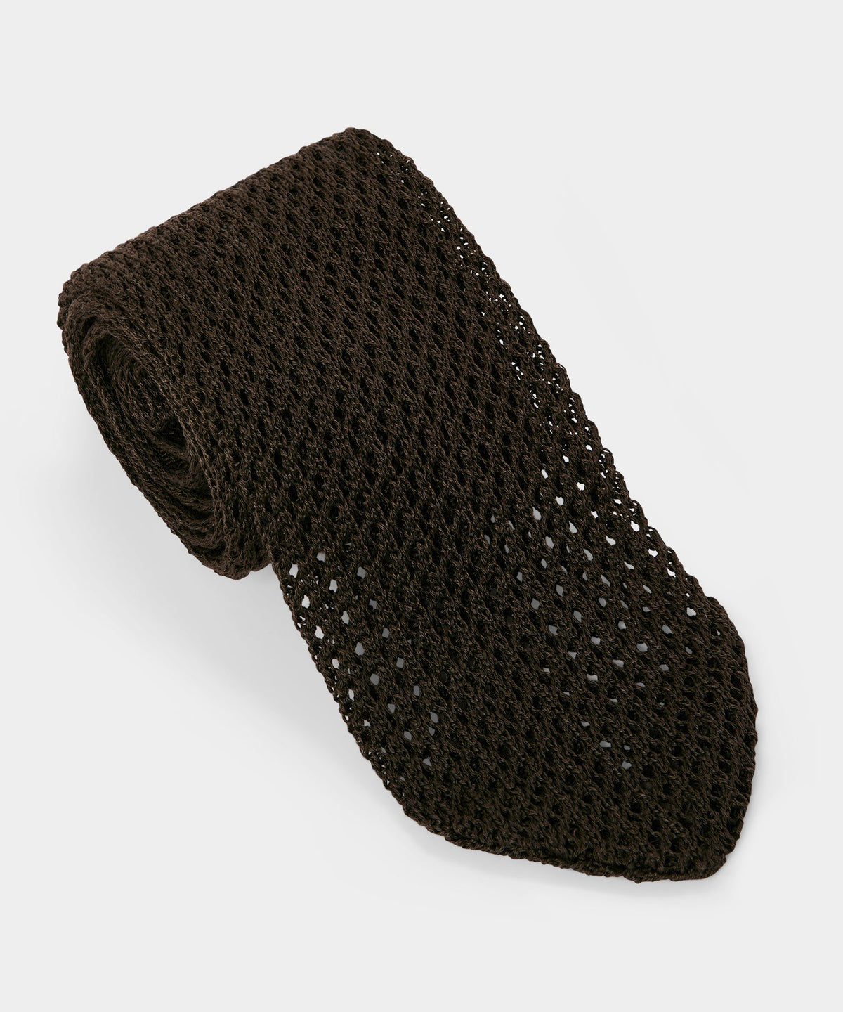 Italian Cotton Open Weave Knit Tie - Dark Green
