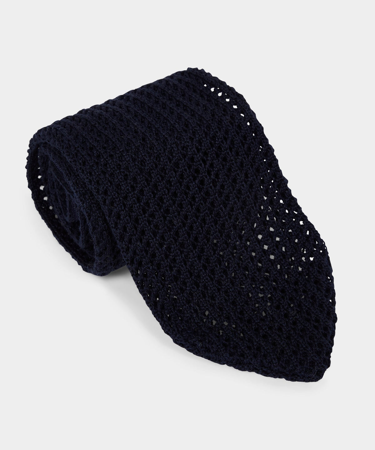 Italian Cotton Open Weave Knit Tie - Navy